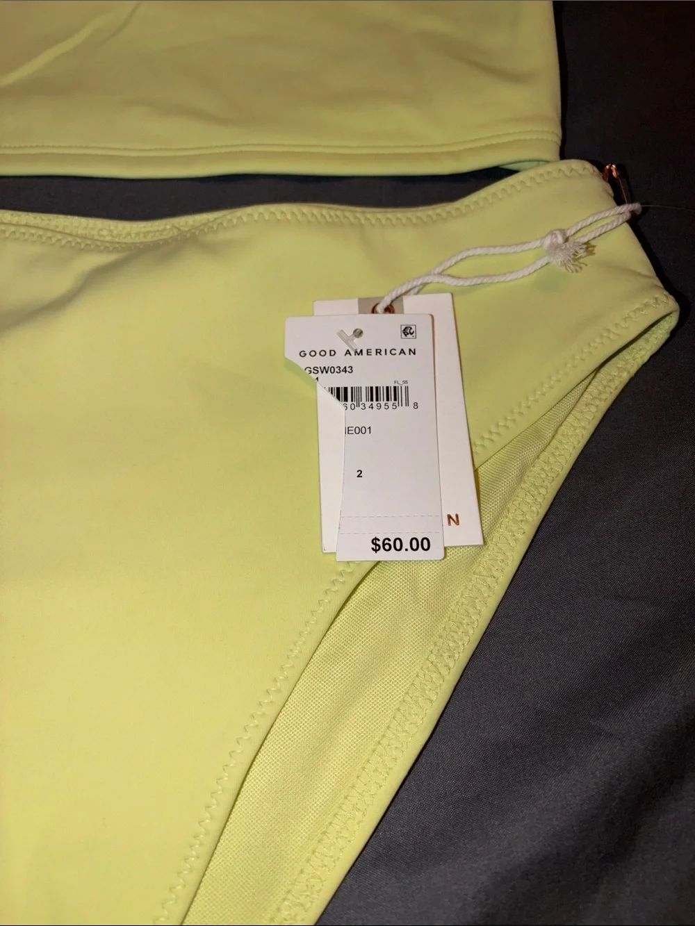 Good American Lemon Crop Bikini Top with High-Waist Bottom - Light Yellow
